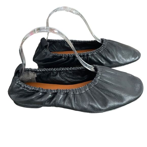 Rag & Bone Elly Black Leather Ballet Flats Ruching Size 39 - Picture 11 of 11